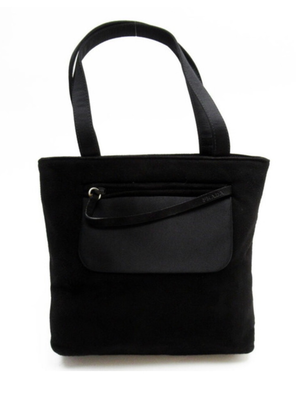 Prada Black Suede Mini Tote with Satin Pocket